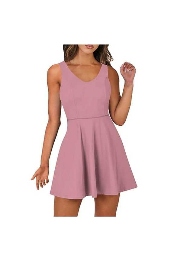 Womens Tennis Dress with Built in Shorts Workout Rompers Golf Athletic Jumpsuits for Women with Pockets