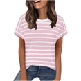 thumbnail image 1 of BLVB Womens Tops Casual Short Sleeve Tshirts Summer Striped Shirt Crewneck Loose T Shirts for Work Weekend, 1 of 7