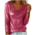 thumbnail image 1 of BLVB Womens Tops Trendy Spring Fall Cowl Neck Shirts Long Sleeve Blouses Office Business Dressy Casual Outfits, 1 of 7