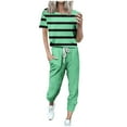 thumbnail image 1 of BLVB Womens Tracksuit Summer 2 Piece Outfits Casual Short Sleeve Tops and Drawstring Jogger Pants Sets with Pockets, 1 of 5