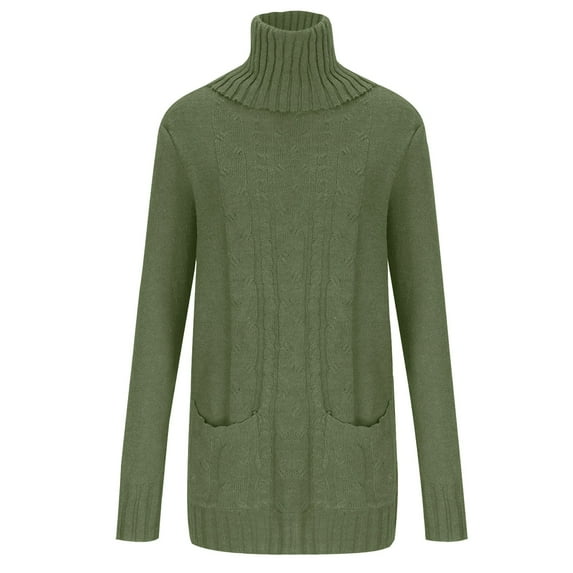 BLVB Womens Turtleneck Oversized Sweaters Long Sleeve Loose Casual Pullover Cabke Knit Sweaters Tops for Fall Winter