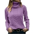 thumbnail image 1 of BLVB Womens’ Turtleneck Pullover Cable Long Sleeve Basic Soft Sweater Solid Color Fall Winter Trendy Knit Tops, 1 of 5