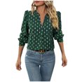 thumbnail image 1 of BLVB Womens V Neck Puff Long Sleeve Tunic Blouses Fall Tops Dressy Casual Elegant Office Work T-Shirts, 1 of 3