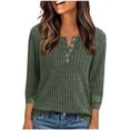 thumbnail image 1 of BLVB Womens V Neck Sweaters 3/4 Sleeve Lightweight Ribbed Knit Pullover Tops Dressy Casual Blouses Fall Fashion Clothes, 1 of 6