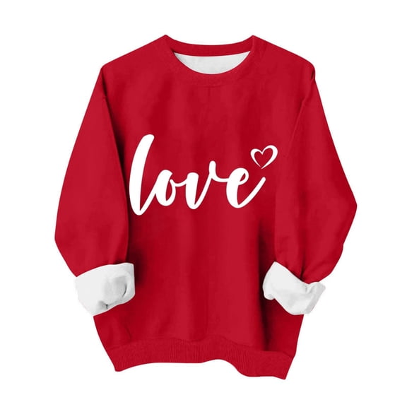 BLVB Womens Valentines Crewneck Sweatshirt Love Heart Print Long Sleeve Pullover Tops Oversized Clothes