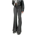thumbnail image 1 of BLVB Womens Velour Bootcut Flare Leg Long Pants Elastic Waist Velvet Wide Leg Pants Fall Winter Cozy Bell Bottom Trousers Gray, 1 of 6