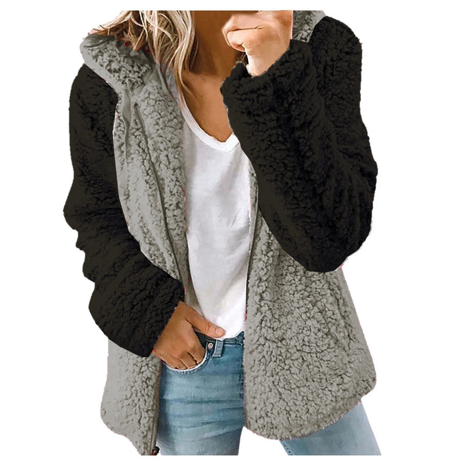 Women's Casual Fleece Jacket with Hood