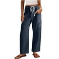 thumbnail image 1 of BLVB Womens Wide Leg Lounge Pants Drawstring Elastic High Waist Baggy Pants with Pockets Fall Fashion Clothes, 1 of 6