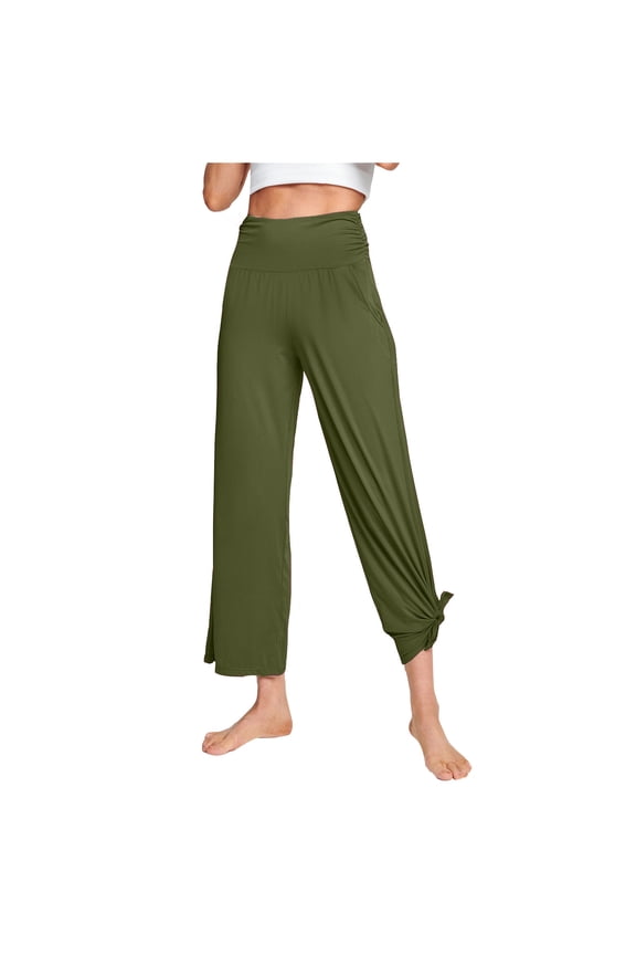 Womens Wide Leg Yoga Pants High Waisted Side Slit Workout Joggers Casual Loose Lounge Sweatpants with Pockets