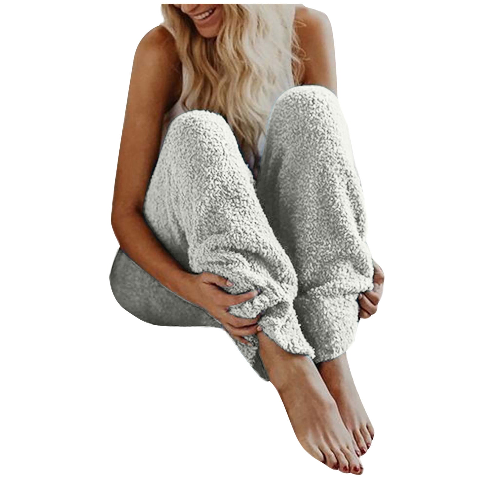 BLVB Womens Winter Cozy Lounge Pants Warm Soft Fuzzy Fleece Pajama Bottoms  Sleepwear Causal High Waisted Pjs Pants Loungewear 