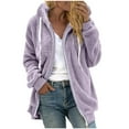 thumbnail image 1 of BLVB Womens Winter Fuzzy Jacket Full Zip Hooded Sweatshirts Coats Oversized Fluffy Warm Outerwear with Drawstring, 1 of 4