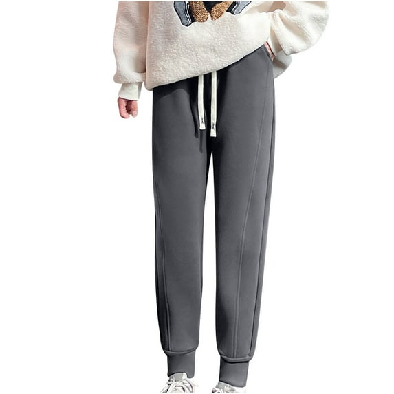 BLVB Womens Winter Warm Fleece Lined Joggers Loose Cozy Thicked Thermal Sweatpants Casual Lounge Trousers with Pockets