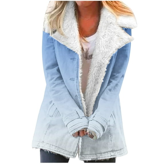BLVB Womens Winter Warm Fuzzy Fleece Lined Jacket Notch Collar Thermal Plush Coats Thicker Outerwear 2024 Fashion Clothes
