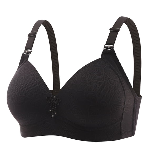 BLVB Womens Wireless Bras with Support and Lift Plus Size Lift Push up Bras Full Coverage Comfort Wirefree Bralettes Black