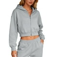 thumbnail image 1 of BLVB Womens Zip up Hoodies Jackets Cropped Sweatshirts Fall Outfits Casual Comfy Workout Tops Winter Clothes, 1 of 7