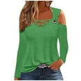 thumbnail image 1 of BLVB Womens off Shoulder Tunic Tops Trendy Criss-Cross Long Sleeve Shirts Casual Ladies Fall Going out Blouse, 1 of 5