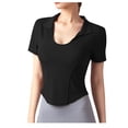 thumbnail image 1 of BLVB Workout Crop Tops for Women Collared Short Sleeve Slim Fitted Yoga Gym Fitness Summer Tee Shirts, 1 of 3