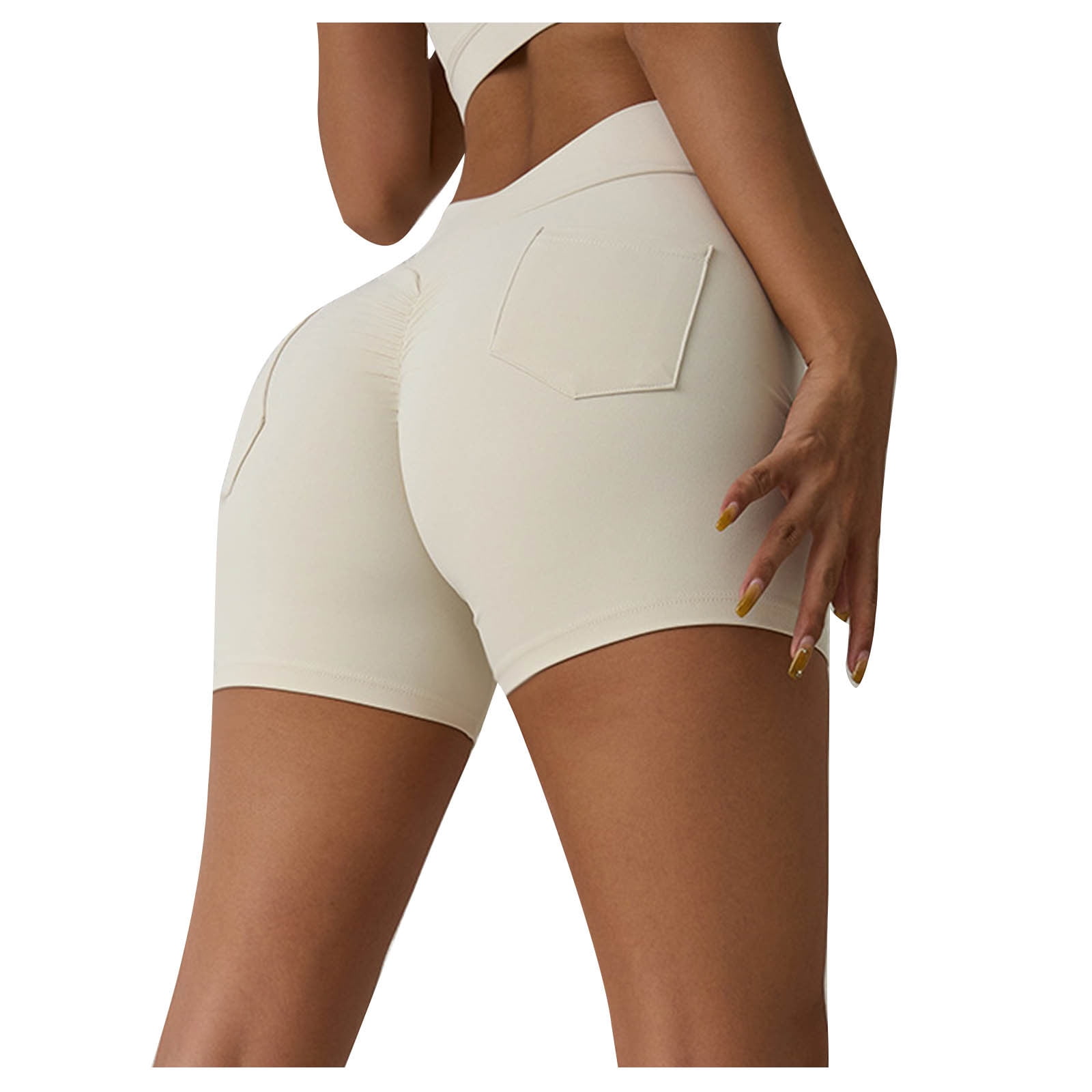 BLVB Workout Shorts for Women High Waisted Active Gym Stretchy Yoga Compression Biker Shorts with Back Pockets Walmart