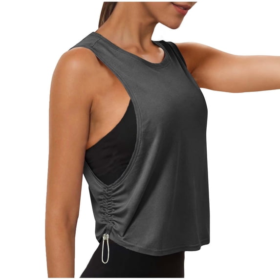 BLVB Workout Tank Tops for Women Sleeveless Loose Fit Athletic Running Shirts Side Hollow out Crop Yoga Gym Outfits