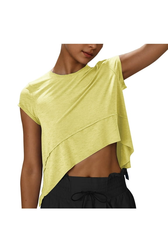 Workout Tops for Women Short Sleeve Crewneck Sports Yoga Running Shirts Loose Fit Breathable Activewear Gym Athletic Tee Top