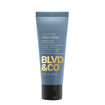 BLVD & CO Men's Fiber Creme, Medium Hold Natural Shine, Flexible Styling Hair Cream with Hops Oil, Bergamot Drift Scent, 3.4 fl oz Tube