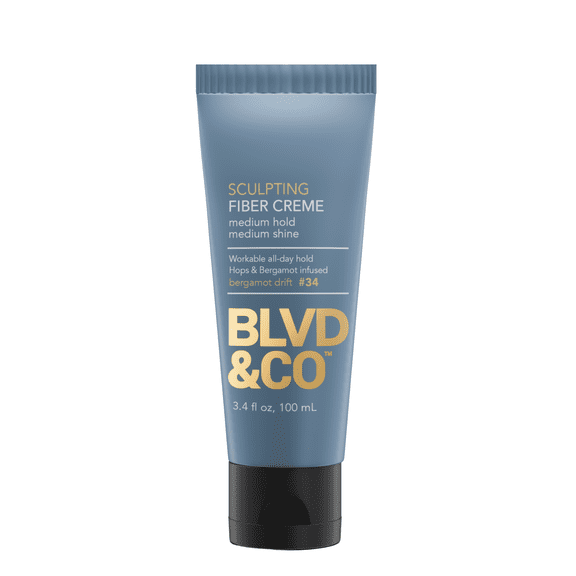 BLVD & CO Mens Fiber Hair Cream, Medium Hold, Natural Shine, Clean Ingredients, Flexible Styling Cream