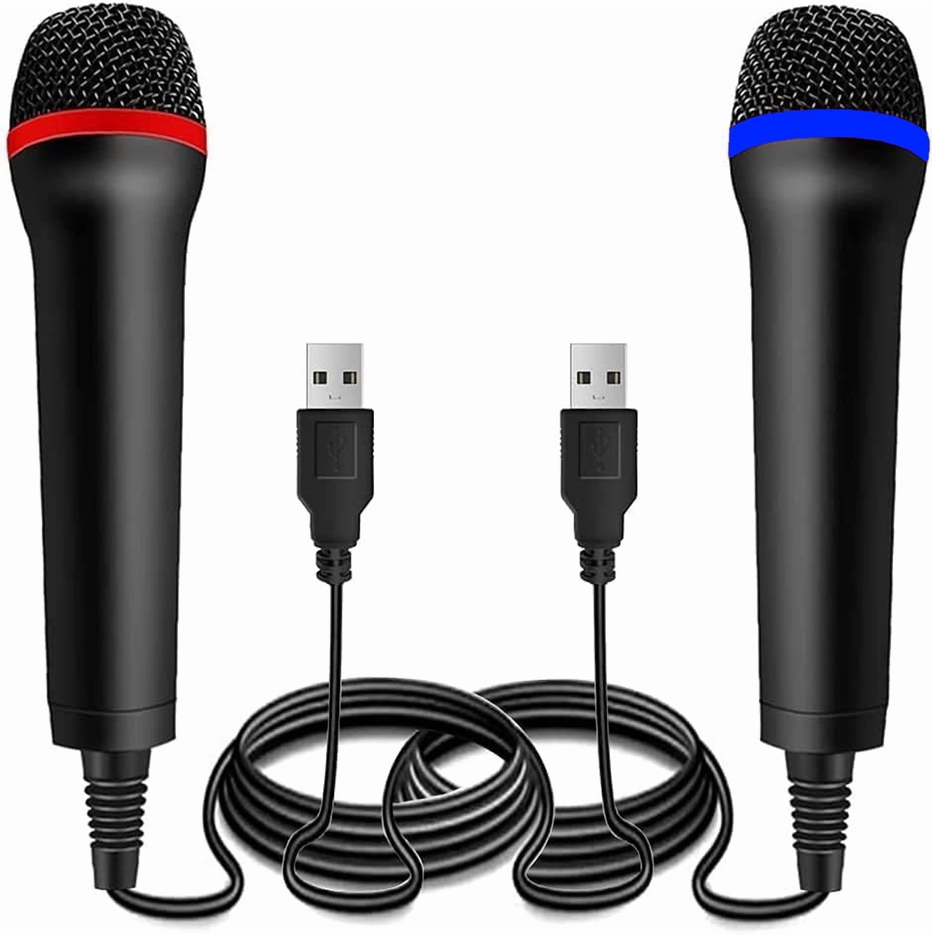 BM 2 Pack Wired USB Microphone for Guitar Hero, Rock Band, Lets Sing - Compatible with Xbox One, Xbox 360, PS2, PS3, PS4, PS5, Switch, Wii, Wii U