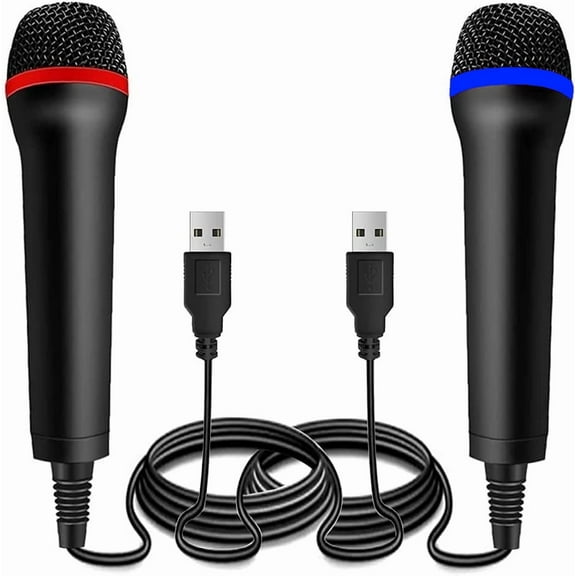BM 2 Pack Wired USB Microphone for Guitar Hero, Rock Band, Lets Sing - Compatible with Xbox One, Xbox 360, PS2, PS3, PS4, PS5, Switch, Wii, Wii U