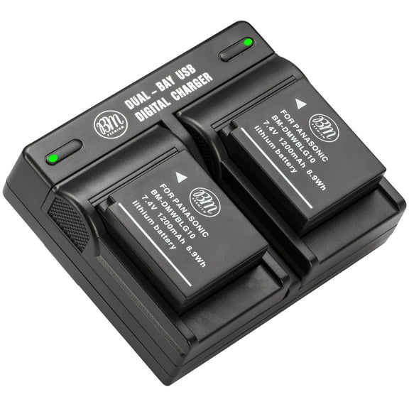 BM 2 Pack of DMW-BLG10 Batteries and Dual Bay Charger for Panasonic Lumix DC-ZS80 DC-GX9 DC-LX100 II DC-ZS200 DC-ZS70 GX80 GX85 ZS60 ZS100 GF6 GX7K