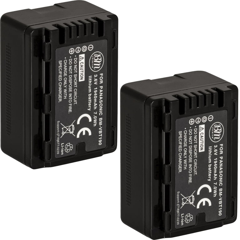 BM 2 VW-VBT190 Batteries for Panasonic HC-V800K HC-VX1K HC-WXF1K 