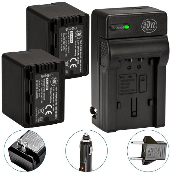 BM 2 VW-VBT380 Batteries and Charger for Panasonic HC-V800K VX1K WXF1K V510 V520 V550 V710 V720 V750 V770 VX870 VX981 HCW580 HC-W850 HC-WXF991