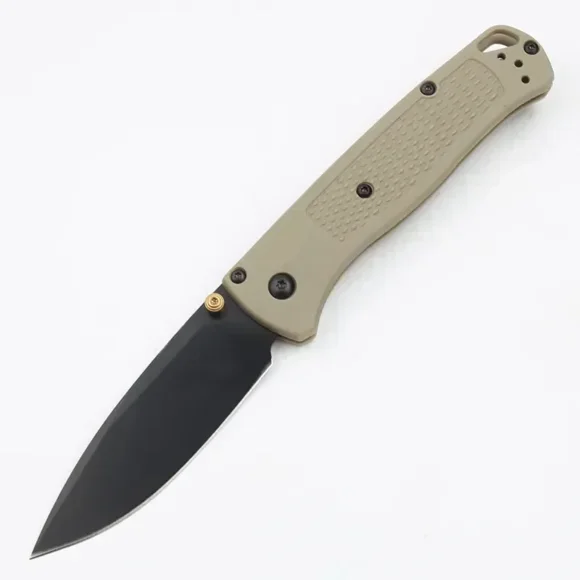 BM 535 Mini Bugout EDC Munual Folding Pocket Knife Survival Tactical Knife for Men Outdoor Hunting Hand EDC Knives Utility Tools (Khaki-black)