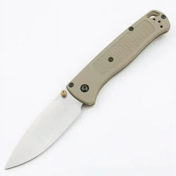 BM 535 Mini Bugout EDC Munual Folding Pocket Knife Survival Tactical Knife for Men Outdoor Hunting Hand EDC Knives Utility Tools (Khaki-white)
