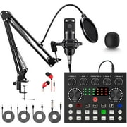 BM-800 Podcast Equipment Bundl with V8X Live Sound Card,Recording Studio Equipment for Live Streaming, Broadcasting with Phone/PC/Laptop