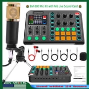 BM-800 Podcast Microphone Bundle with Tripod Stand, Podcast Equipment Bundle with M6 Live Sound Card, Studio equipment for Streaming Broadcast,Gaming,Recording,Singing,Tiktok,YouTube