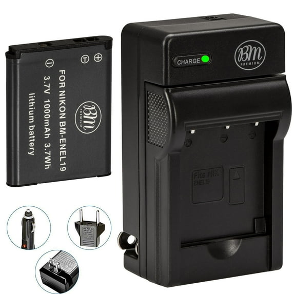 BM EN-EL19 Battery & Charger for Nikon Coolpix S3100 S3200 S3300 S3500 S3600 S3700 S4100, S4200 S4300 S5200 S5300 S6400 S6500 S6800 S6900 S7000 Camera