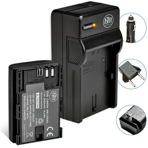 BM LP-E6N Battery and Charger for Canon EOS R EOS 60D EOS 70D EOS 80D EOS 90D EOS 5D II, 5D III, 5D IV EOS 5Ds EOS 6D Mark II EOS 7D Mark II Cameras