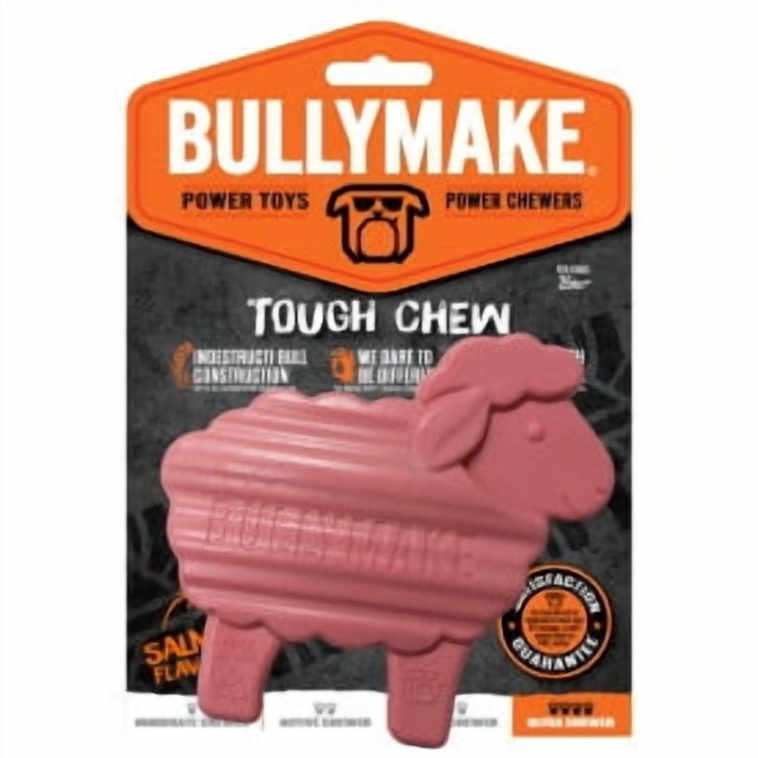 Bullymake Nylon Pink Sheep Dog Toy, Salmon Flavor, Durable Chew for Power Chewers