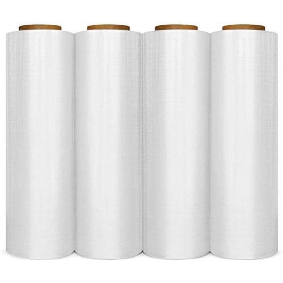 BM PAPER Universal 4 Pack Stretch Wrap18 Inches X 1500 Tough Pallet Shrink Wrap, 80 Gauge Industrial Strength Plastic Film