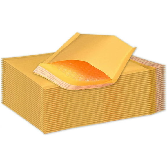 BM Paper 50Pcs Yellow Poly Bubble Mailers 6x10 Inch Padded Envelopes Bulk #0 Bubble Lined Wrap Polymailer Bags for Shipping Packaging Mailing Self Seal