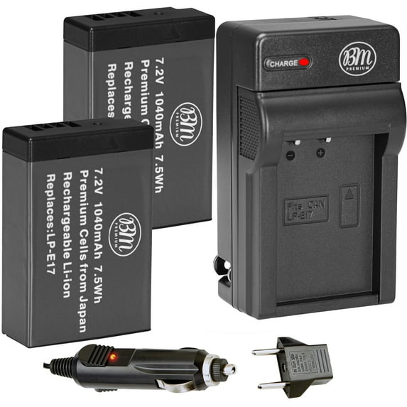 BM Premium 2 LP-E17 Batteries and Charger Kit for Canon EOS M6 Mark II, SL2, SL3, EOS RP, EOS M3, EOS M5, EOS M6, EOS Rebel T6i, T6s, T7i, T8i Cameras