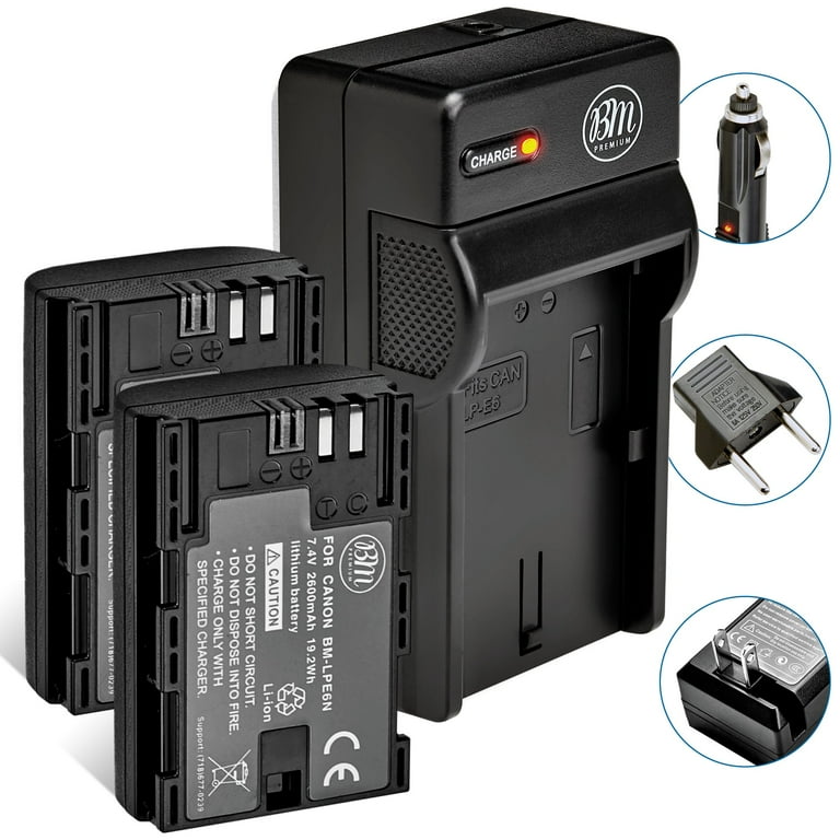 BM Premium LP-E6N Batteries and Charger for Canon EOS 6D, EOS 6D