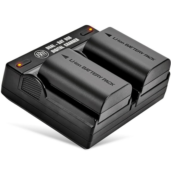 BM Premium 2 LP-E6N Batteries and Dual Bay Charger for Canon EOS R, EOS 90D, EOS 60D, EOS 70D, EOS 80D, EOS 5D II, EOS 5D III, EOS 5D IV Cameras