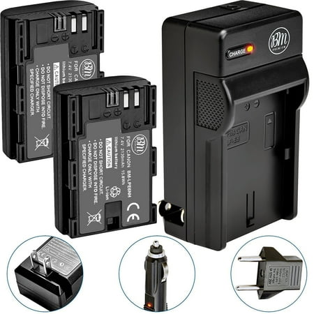 BM Premium 2 LP-E6NH High Capacity Batteries and Charger for Canon EOS R, EOS R5, EOS R6, EOS 90D, 70D, 80D, EOS 5D IV EOS 6D II, EOS 7D II Cameras