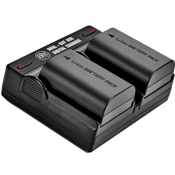BM Premium 2 LP-E6NH High Capacity Batteries and Dual Bay Charger for Canon EOS R, EOS R5, EOS R6, EOS 90D, 70D, 80D, EOS 6D II, EOS 7D II Cameras