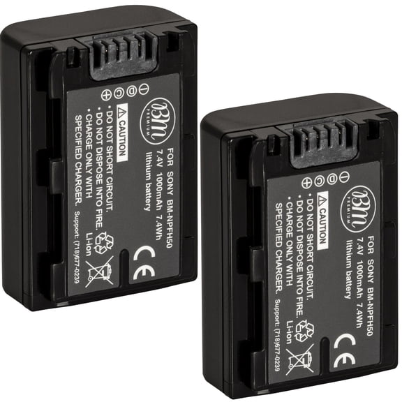 BM Premium 2 NP-FH50 Batteries for Sony Cyber-Shot DSC-HX1, DSC-HX100V DSC-HX200V HDR-TG5V Alpha DSLRA230 DSLRA290 DSLRA330 DSLRA380 DSLRA390 Cameras