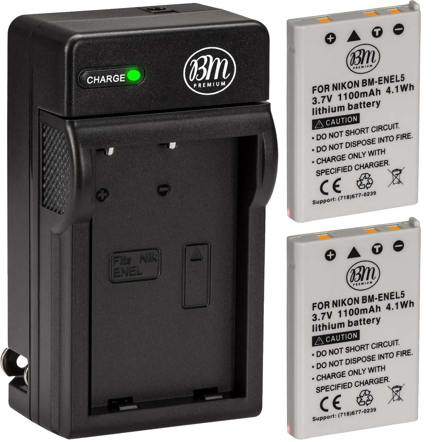 BM Premium EN-EL5 Batteries 2-Pack, Charger for Nikon Coolpix P80