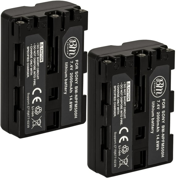 BM Premium 2 Pack of NP-FM500H Batteries for Sony Alpha SLT-A500, SLT-A550, SLT-A560, SLT-A580, SLT-A700, SLT-A850, SLT-A900 DSLR Cameras