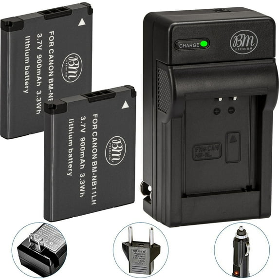BM Premium 900mAh Power Battery with AC/DC Charger for A2300 IS Camera, NB-11LH, 2 Count