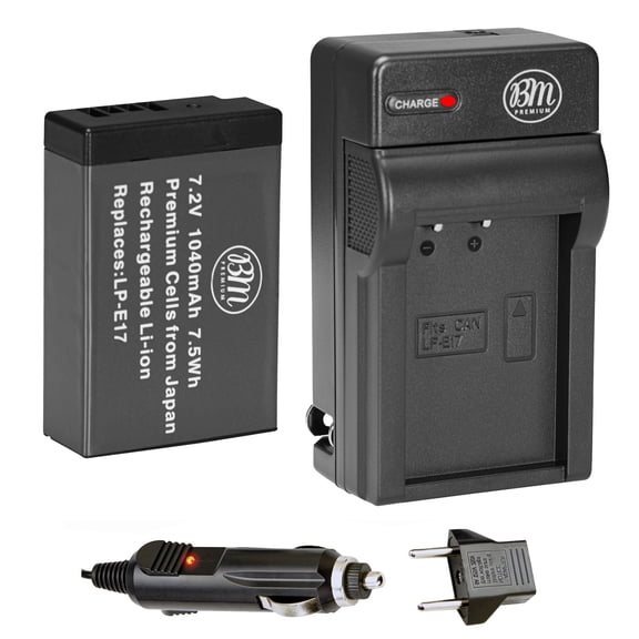BM Premium LP-E17 Battery and Charger for Canon EOS M6 Mark II, SL2, SL3, EOS RP, EOS M3, EOS M5, EOS M6, EOS Rebel T6i, T6s, T7i, T8i Cameras